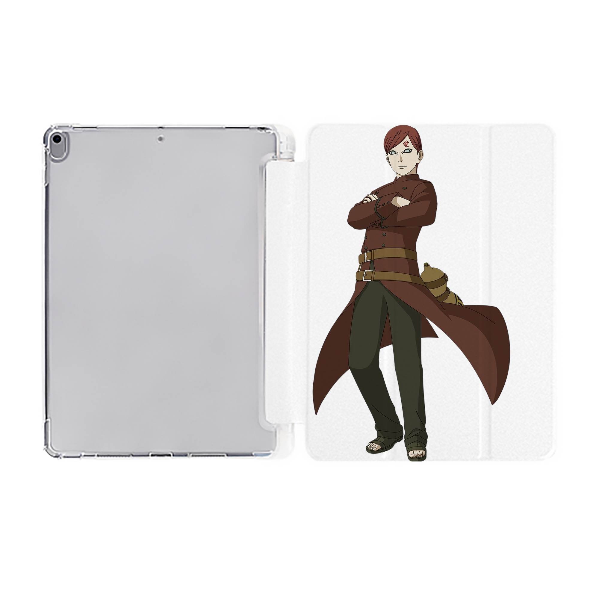 （画像用） NARUTO -ナルト- ガアラ Gaara IPad ケース ペン収納付き 三つ折りスタンド PUレザー×シリコン 対応機種9.5/10.5/10.9インチ